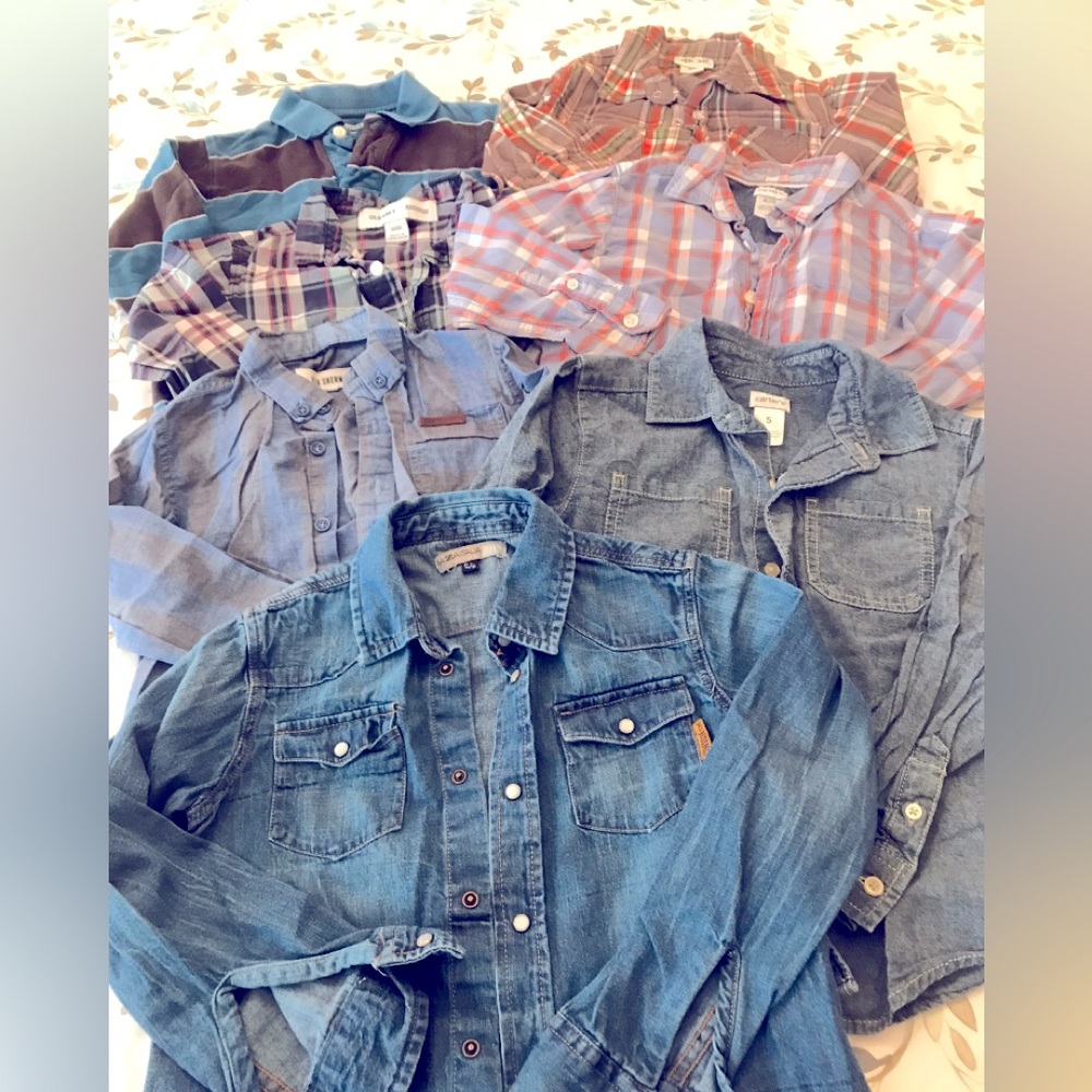 Boys button down shirts 5T set of 7 Carters Old Navy Gap